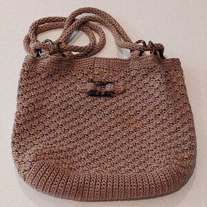 Vintage Christian Livingston Chocolate Brown Crochet Shoulder Purse